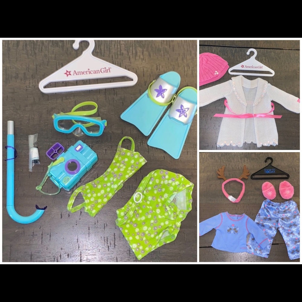 American Girl PJ’s, Sweater & Kailey swim clothes